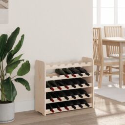 Berkfield Home Wine Rack 67.5x25x60 cm Solid Wood Pine in Brown - thumbnail 3