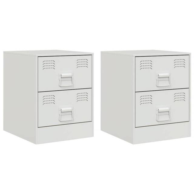 Berkfield Home Bedside Cabinets 2 pcs White 34.5x39x44 cm Steel - image 1