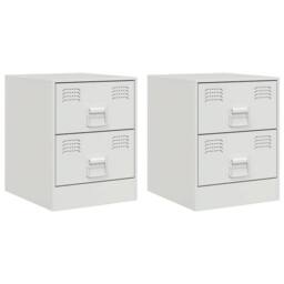 Berkfield Home Bedside Cabinets 2 pcs White 34.5x39x44 cm Steel - thumbnail 1