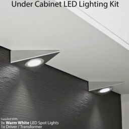 Loops 3x BRUSHED NICKEL Pyramid Surface Under Cabinet Kitchen Light & Driver Kit - Warm White LED in Metallics - thumbnail 2