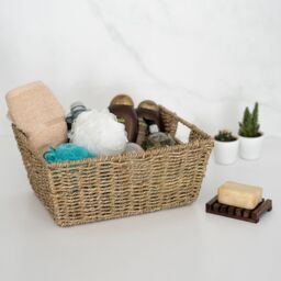 LIVIVO Seagrass Storage Baskets Set of 4 Natural Woven Hampers with Handles Multipurpose Home Organiser - thumbnail 5
