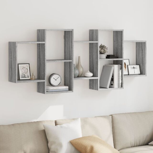 Berkfield Home Wall Shelf Grey Sonoma 159x18x65 cm Engineered Wood - Size: 159 x 18 x 65 cm - image 1