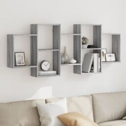 Berkfield Home Wall Shelf Grey Sonoma 159x18x65 cm Engineered Wood - Size: 159 x 18 x 65 cm - thumbnail 1