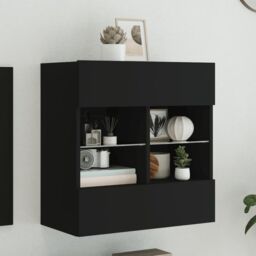 Berkfield Home TV Wall Cabinet with LED Lights Black 58.5x30x60.5 cm - thumbnail 1
