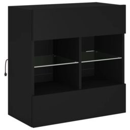 Berkfield Home TV Wall Cabinet with LED Lights Black 58.5x30x60.5 cm - thumbnail 3