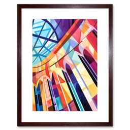 "Artery8 Wall Art Print Building with Glass Roof Modern Art Deco Colour Block Modern Watercolour Painting Artwork Framed 9X7 Inch - Size: W7"" x H9""" - thumbnail 1