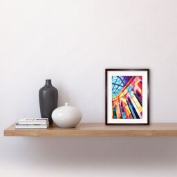 "Artery8 Wall Art Print Building with Glass Roof Modern Art Deco Colour Block Modern Watercolour Painting Artwork Framed 9X7 Inch - Size: W7"" x H9""" - thumbnail 2