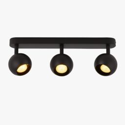 CGC Lighting Nieve Matt Black Triple Three Head GU10 Ceiling Surface Spot Light Round Head - thumbnail 2