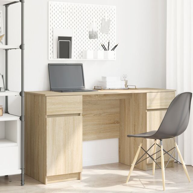 Berkfield Home Desk Sonoma Oak 140x49x76 cm Engineered Wood in Brown - Size: 140 x 49 x 76 cm - image 1