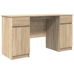 Berkfield Home Desk Sonoma Oak 140x49x76 cm Engineered Wood in Brown - Size: 140 x 49 x 76 cm - thumbnail 2