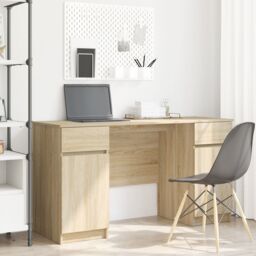 Berkfield Home Desk Sonoma Oak 140x49x76 cm Engineered Wood in Brown - Size: 140 x 49 x 76 cm - thumbnail 1