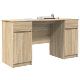Berkfield Home Desk Sonoma Oak 140x49x76 cm Engineered Wood in Brown - Size: 140 x 49 x 76 cm - thumbnail 3
