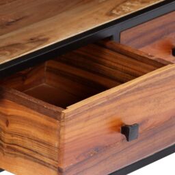Berkfield Home TV Cabinet 120x30x40 cm Solid Reclaimed Wood & Steel in Brown - Size: 120 x 30 x 40 cm - thumbnail 4