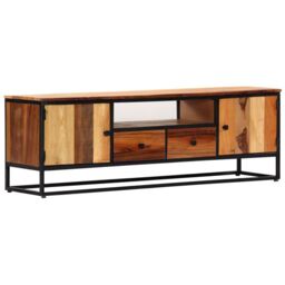 Berkfield Home TV Cabinet 120x30x40 cm Solid Reclaimed Wood & Steel in Brown - Size: 120 x 30 x 40 cm