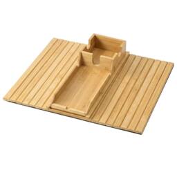 Levede Sofa Arm Tray Table 2 in 1 Bamboo Couch Armrest Organiser Cup Mug Hold in Natural