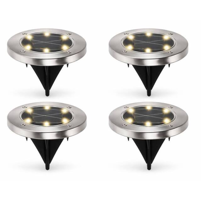 Gardenwize Pack of 4 Solar Deck Lights with Bright White LEDs in Silver - image 1