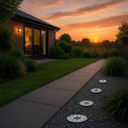 Gardenwize Pack of 4 Solar Deck Lights with Bright White LEDs in Silver - thumbnail 2