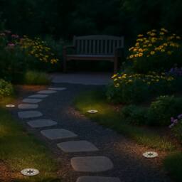 Gardenwize Pack of 4 Solar Deck Lights with Bright White LEDs in Silver - thumbnail 4