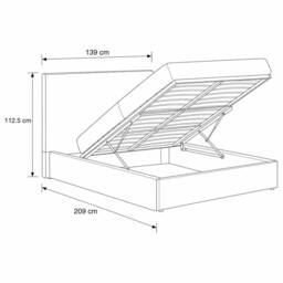 FWStyle Small Double Ottoman Bedframe Beige Padded Tall Headboard Front Lift - thumbnail 4
