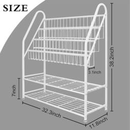Huhote Kids Bookshelf Children Bookcase Book Toy Storage for Bedroom Playroom in White - thumbnail 3