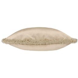 Paoletti Freya Fringed Soft Velvet Cushion in Taupe - Size: 45 cm x 45 cm - thumbnail 2