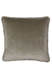 Paoletti Freya Fringed Soft Velvet Cushion in Taupe - Size: 45 cm x 45 cm - thumbnail 1