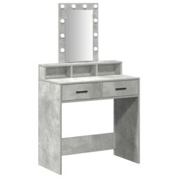 Berkfield Home Makeup Table with LED Lights - Concrete Grey, 79x41x140 cm in Grey - Size: 79 x 41 x 140 cm - thumbnail 2