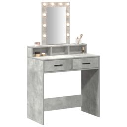Berkfield Home Makeup Table with LED Lights - Concrete Grey, 79x41x140 cm in Grey - Size: 79 x 41 x 140 cm - thumbnail 3