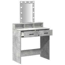 Berkfield Home Makeup Table with LED Lights - Concrete Grey, 79x41x140 cm in Grey - Size: 79 x 41 x 140 cm - thumbnail 4