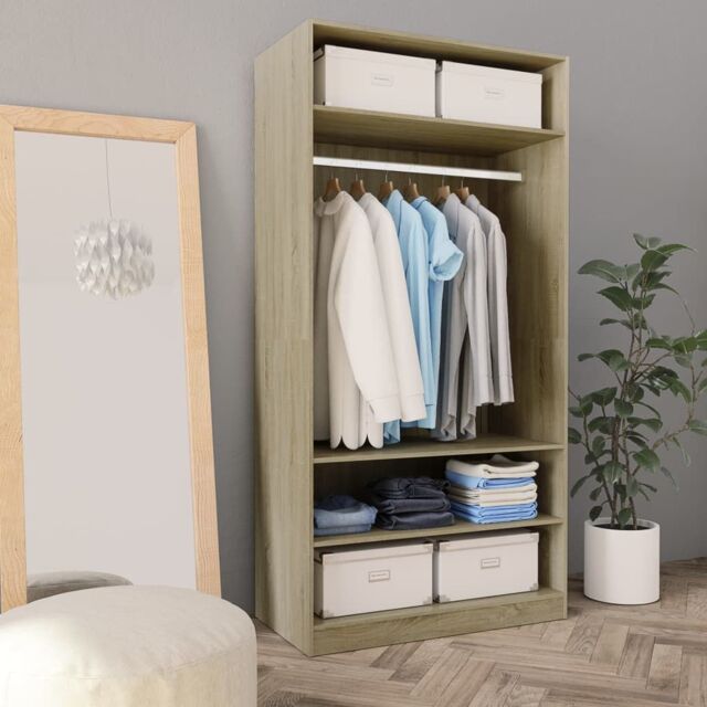 Berkfield Home Wardrobe Sonoma Oak 100x50x200 cm Engineered Wood in Brown - Size: 100 x 50 x 200 cm - image 1