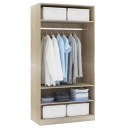 Berkfield Home Wardrobe Sonoma Oak 100x50x200 cm Engineered Wood in Brown - Size: 100 x 50 x 200 cm - thumbnail 4