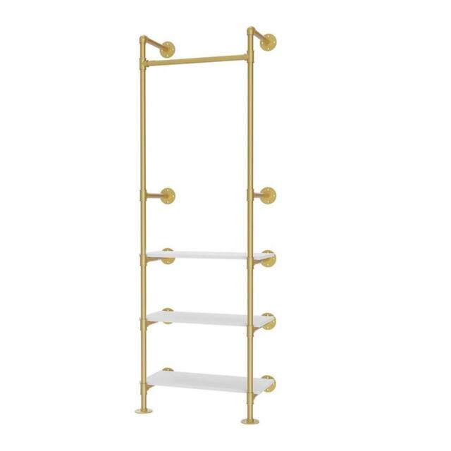 Kelvenix Wall Mounted Industrial Pipe Clothing Rack Hanging in Gold - image 1