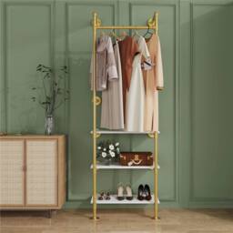 Kelvenix Wall Mounted Industrial Pipe Clothing Rack Hanging in Gold - thumbnail 4