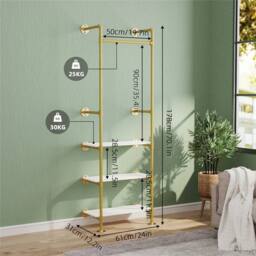 Kelvenix Wall Mounted Industrial Pipe Clothing Rack Hanging in Gold - thumbnail 2