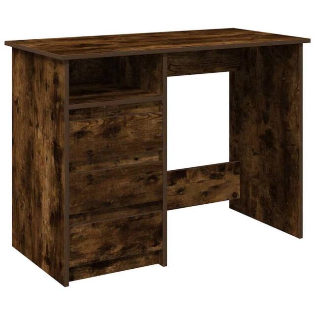 Berkfield Home Desk Smoked Oak 102x50x75 cm Engineered Wood in Brown - Size: 102 x 50 x 75 cm - image 1