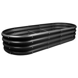 Harbour Housewares Raised Garden Bed - Rounded Bottomless Galvanised Steel Planter 180 x 90cm in Black - Size: 180 x 90 cm - thumbnail 1