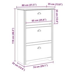 Berkfield Home Shoe Rack BODO White 80x35x118 cm - Size: 80 x 35 x 118 cm - thumbnail 9
