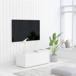 Berkfield Home TV Cabinet White 80x34x30 cm Engineered Wood - Size: 80 x 34 x 30 cm - thumbnail 2