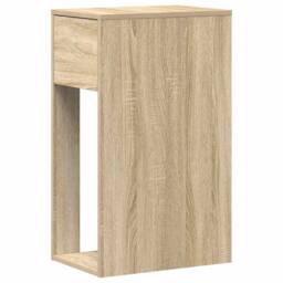 Berkfield Home Computer Tower Stand with Drawer Sonoma Oak 30x44x74 cm in Light Brown - Size: 30 x 44 x 74 cm - thumbnail 7