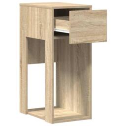 Berkfield Home Computer Tower Stand with Drawer Sonoma Oak 30x44x74 cm in Light Brown - Size: 30 x 44 x 74 cm - thumbnail 4