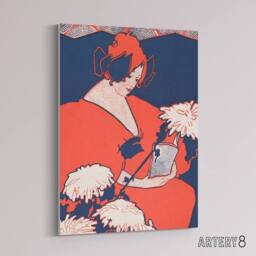 "Artery8 The Penny Magazine Cover Woman Reading Canvas Wall Art Print Reed in Red - Size: W18"" x H24""" - thumbnail 2