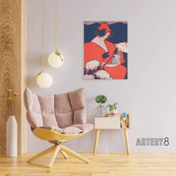 "Artery8 The Penny Magazine Cover Woman Reading Canvas Wall Art Print Reed in Red - Size: W18"" x H24""" - thumbnail 3