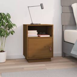 Berkfield Home Bedside Cabinet Honey Brown 40x34x55 cm Solid Wood Pine - Size: 40 x 34 x 55 cm - thumbnail 2