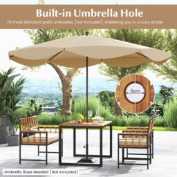 Gymax 4PCS Acacia Wood Patio Dining Set Outdoor Rectangular Table & Chairs in Light Brown - Size: 4 Pack - thumbnail 4