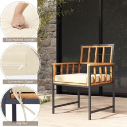 Gymax 4PCS Acacia Wood Patio Dining Set Outdoor Rectangular Table & Chairs in Light Brown - Size: 4 Pack - thumbnail 6