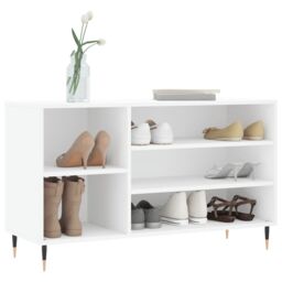 Berkfield Home Shoe Cabinet White 102x36x60 cm Engineered Wood - Size: 102 x 36 x 60 cm - thumbnail 3