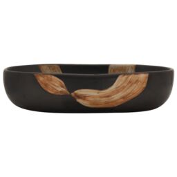 Berkfield Home Countertop Basin Black Oval 59x40x14 cm Ceramic - Size: 59 x 40 x 14 cm - thumbnail 3