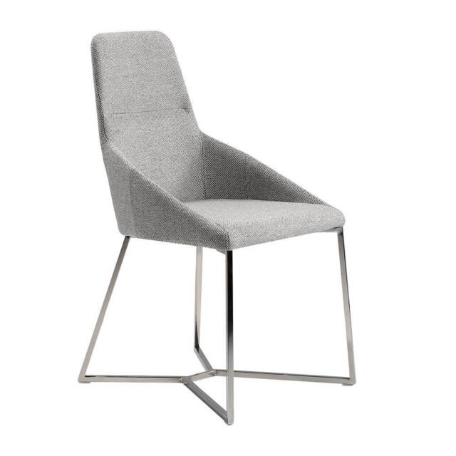Angel Cerda Grey Fabric Dining Chair Chrome-Plated Legs - image 1