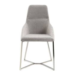 Angel Cerda Grey Fabric Dining Chair Chrome-Plated Legs - thumbnail 2