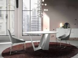 Angel Cerda Grey Fabric Dining Chair Chrome-Plated Legs - thumbnail 5